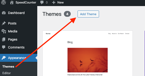 add Theme button